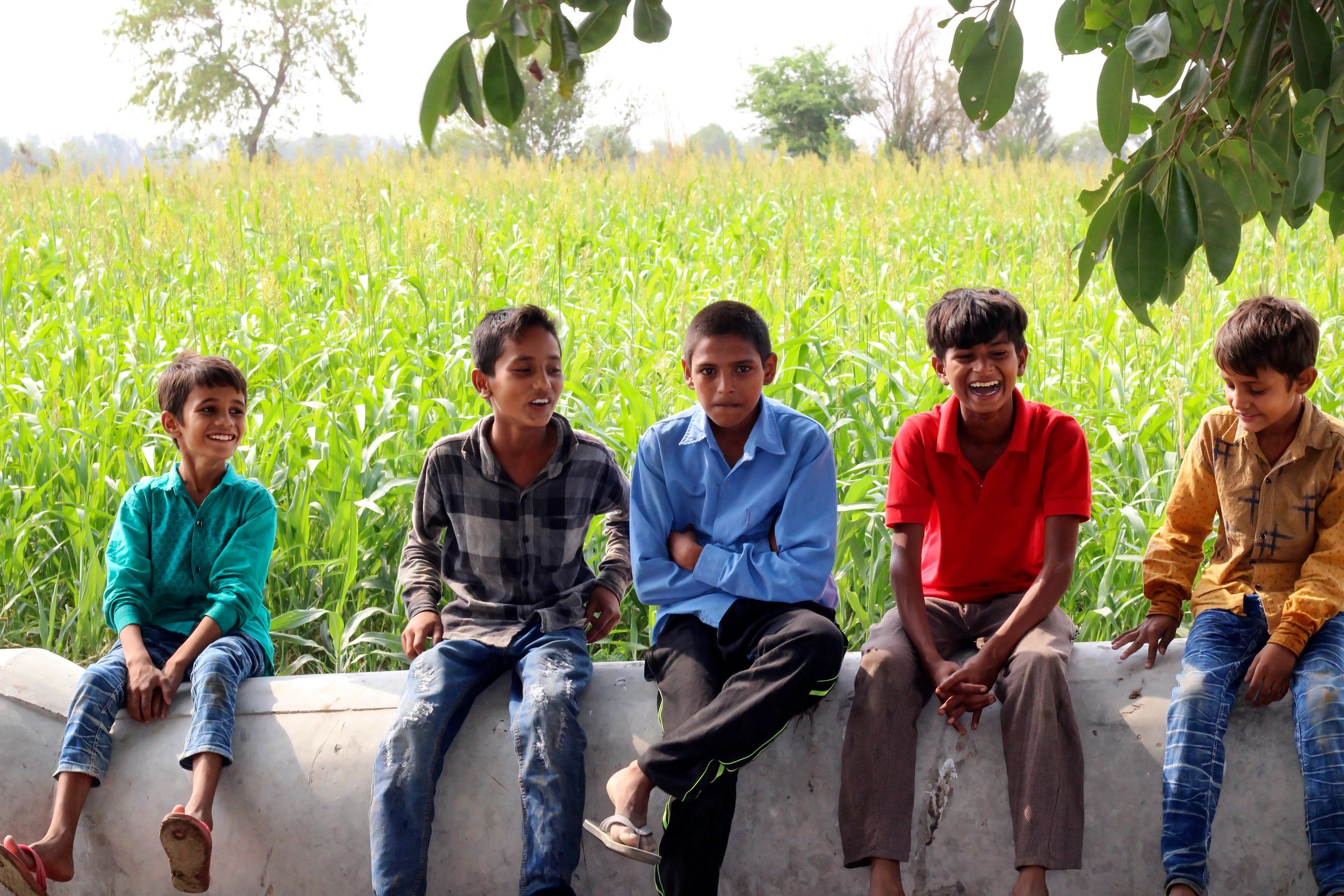 Young volunteers together outdoors
